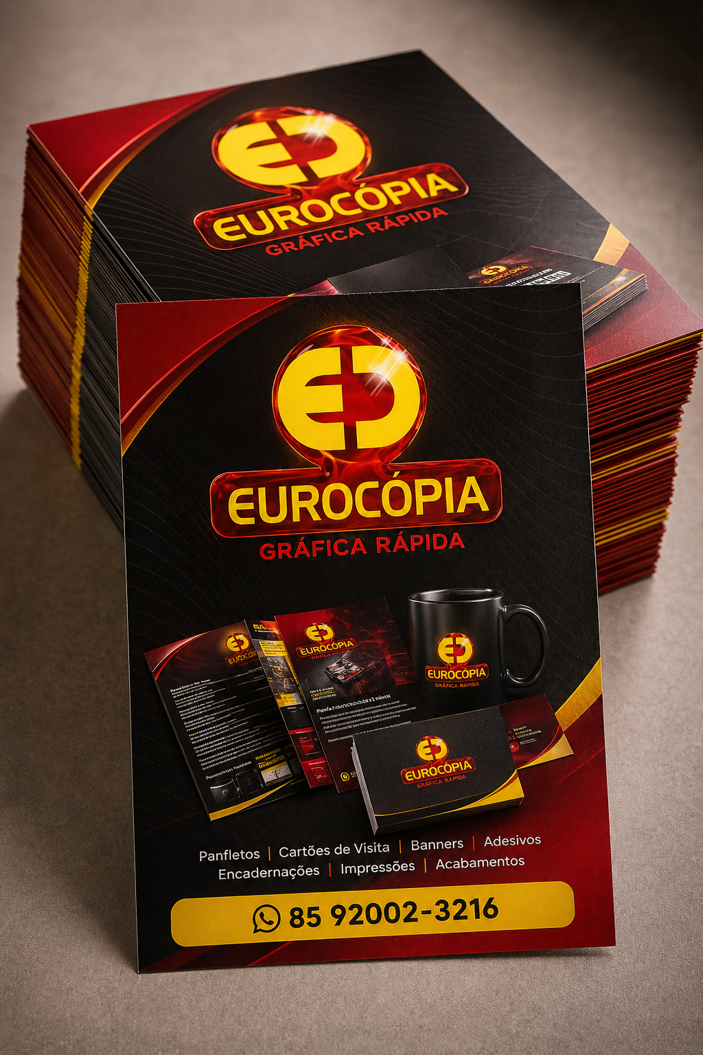 Mockup premium de panfletos da Eurocópia